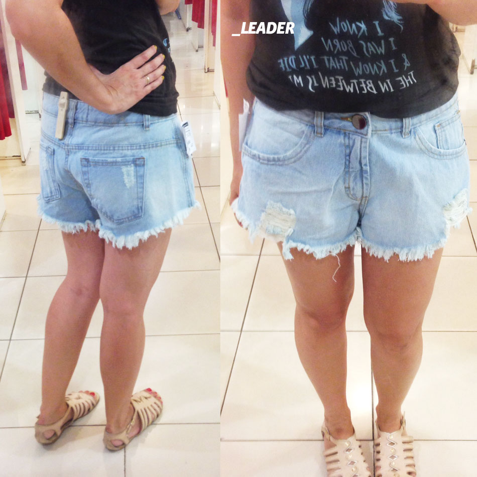 short preto colado cintura alta